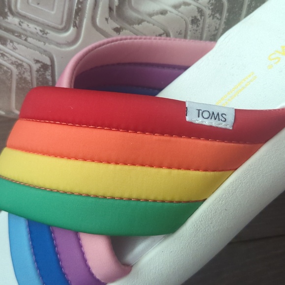 TOMS Women's Alpargata Mallow Crossover Sandals Multi Rainbow Jersey - Picture 10 of 12